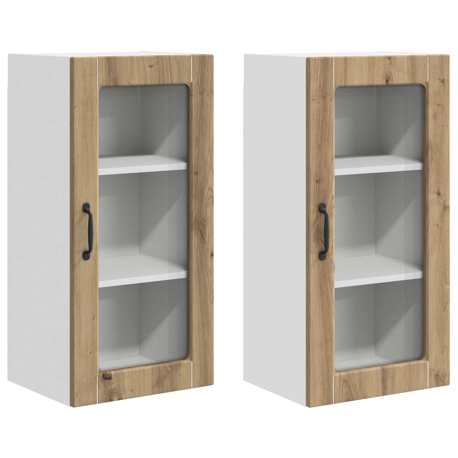 Zidni stakleni ormarić Lucca 2 pcs Hrast artisan