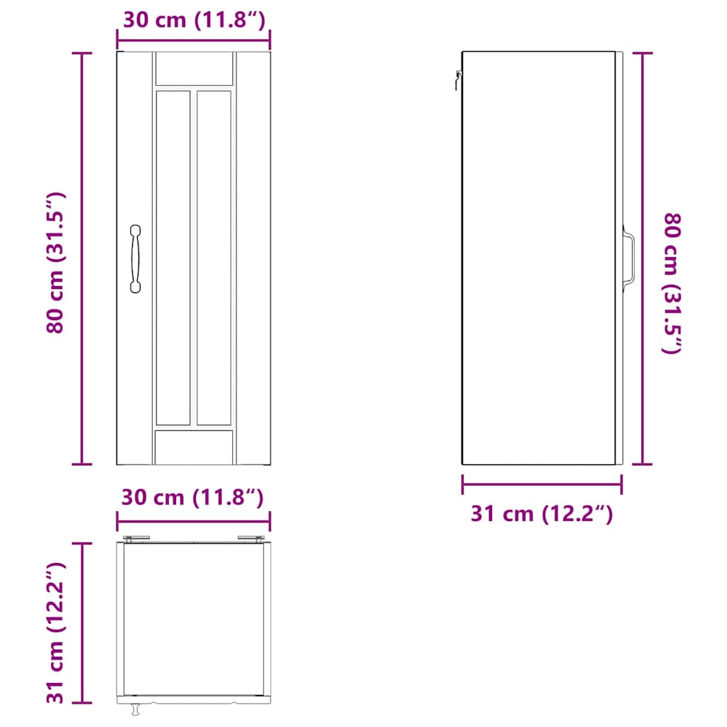 Ormar za Zid Lucca 2 pcs Bijela 30 x 31 x 80 cm