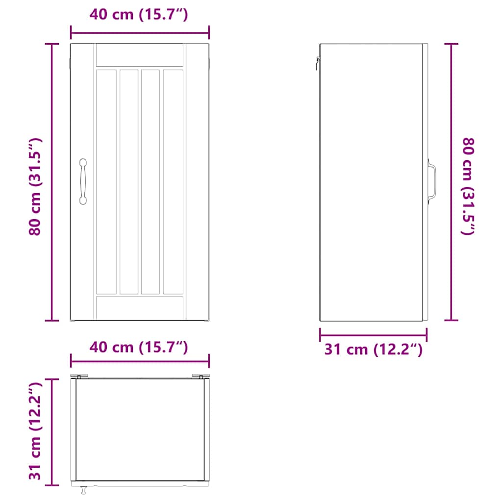 Ormar za Zid Lucca Betonska siva 40 x 31 x 80 cm