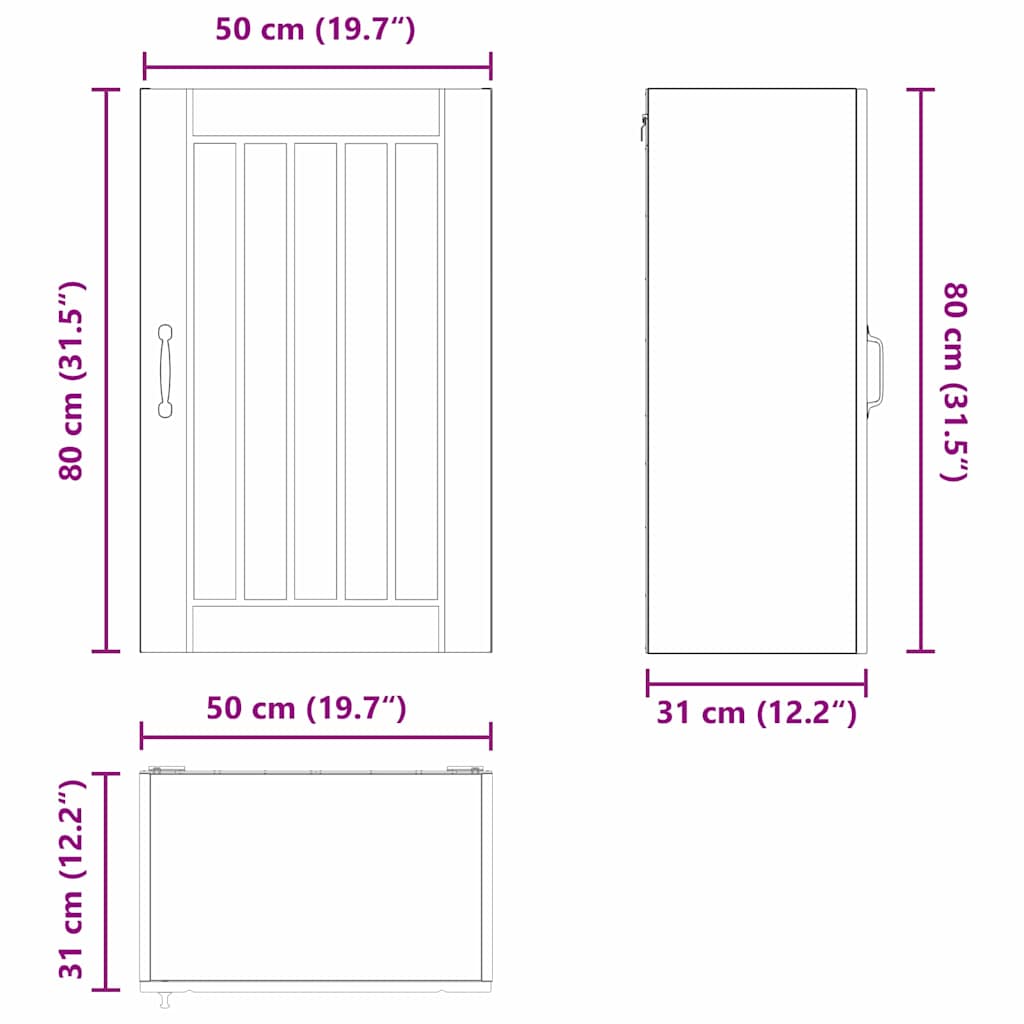 Ormar za Zid Lucca Crna 50 x 31 x 80 cm Konstruirano drvo