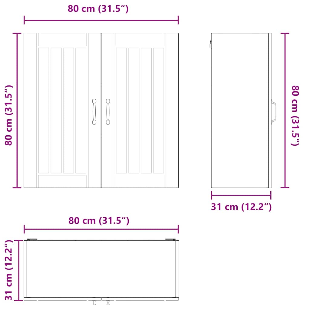 Ormar za Zid Lucca Bijela 80 x 31 x 80 cm Konstruirano drvo