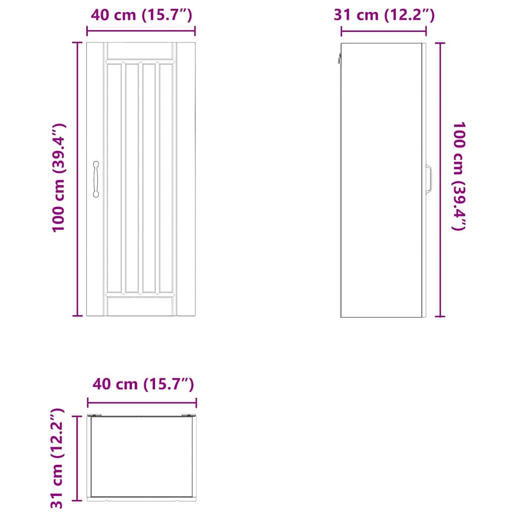 Ormar za Zid Lucca Staro drvo 40 x 31 x 100 cm