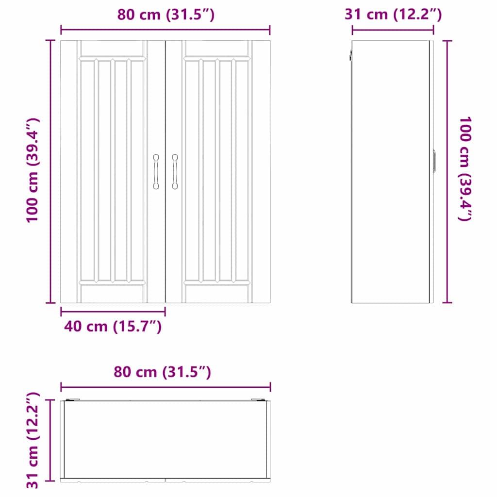 Ormar za Zid Lucca Smeđi hrast 80 x 31 x 100 cm