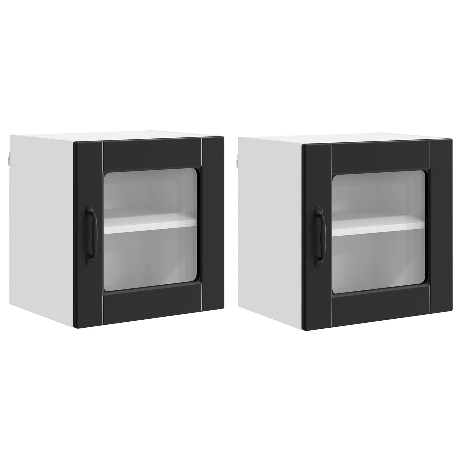 Zidni stakleni ormarić 2 pcs Crna 40 x 31 x 40 cm