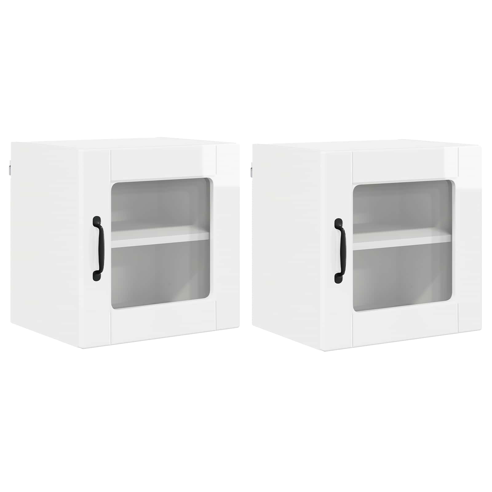 Zidni stakleni ormarić 2 pcs Visoki sjaj bijela 40 x 31 x 40 cm