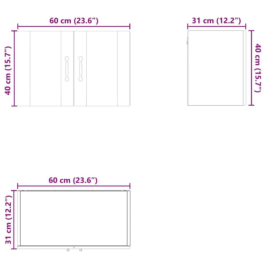 Ormar za Zid Siva Sonoma 60 x 31 x 40 cm Konstruirano drvo