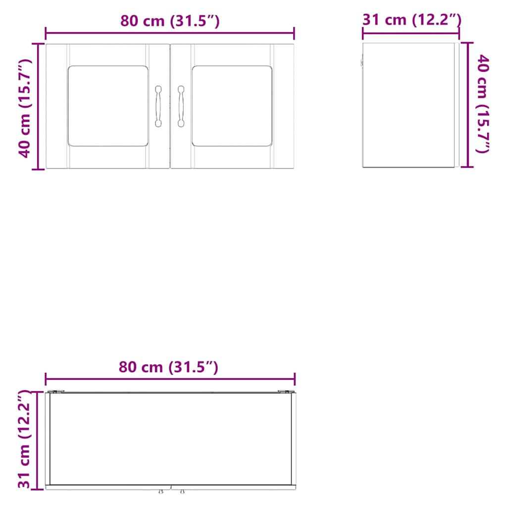 Zidni stakleni ormarić Visoki sjaj bijela 80 x 31 x 40 cm