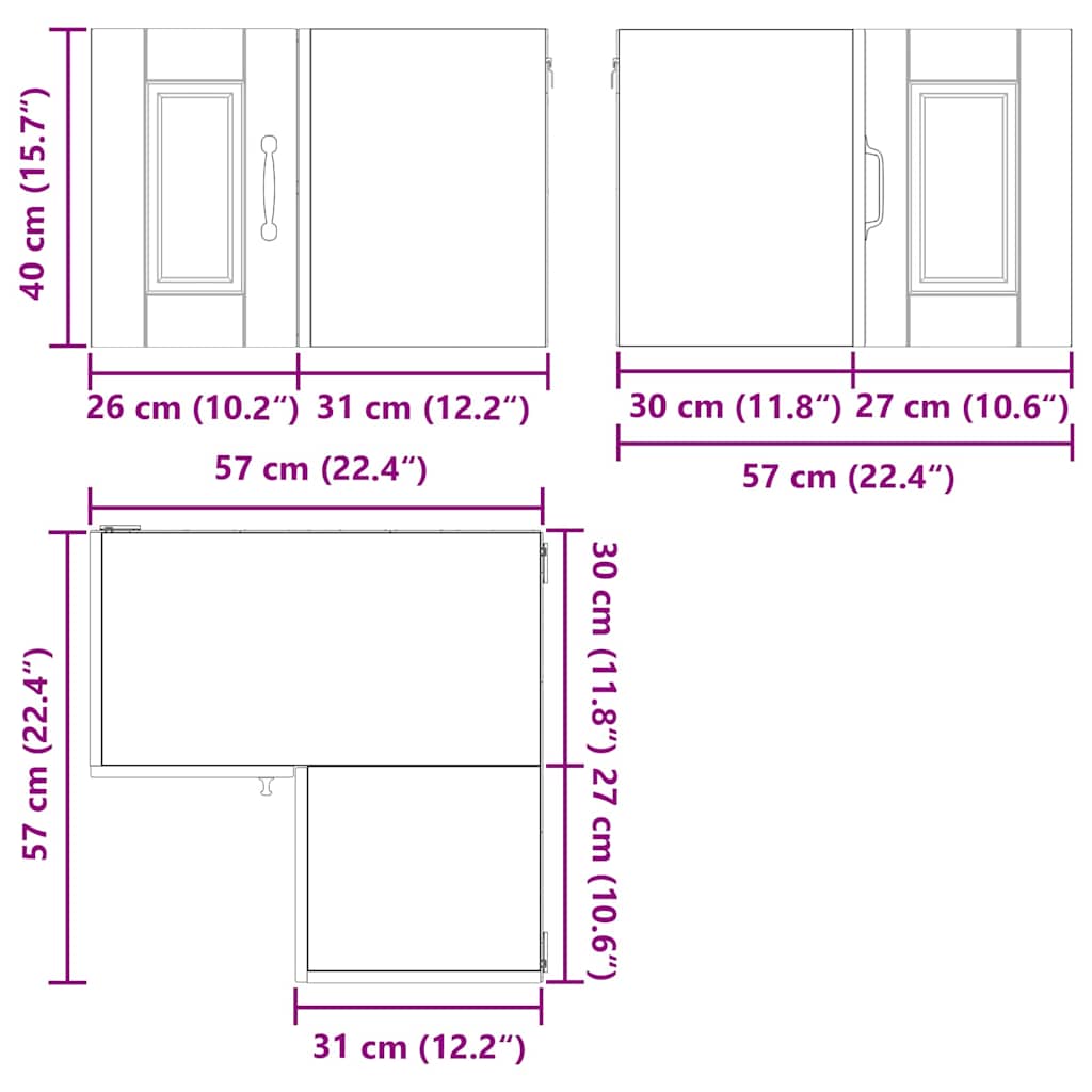 Zidni kutni ormar Sonoma hrast 57 x 57 x 40 cm