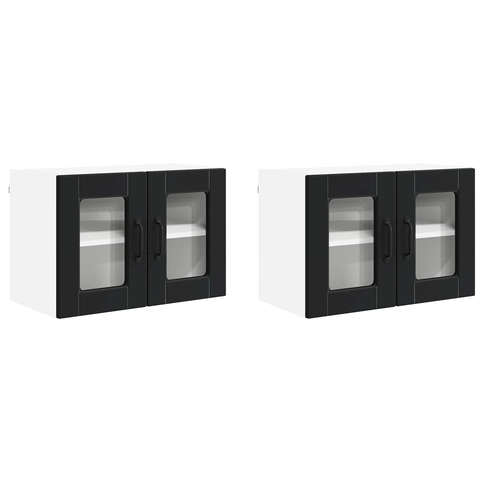 Zidni stakleni ormarić 2 pcs Crna 60 x 31 x 40 cm