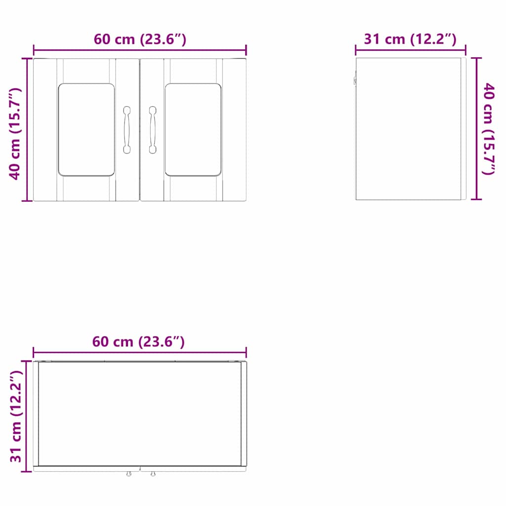 Zidni stakleni ormarić Sonoma hrast 60 x 31 x 40 cm