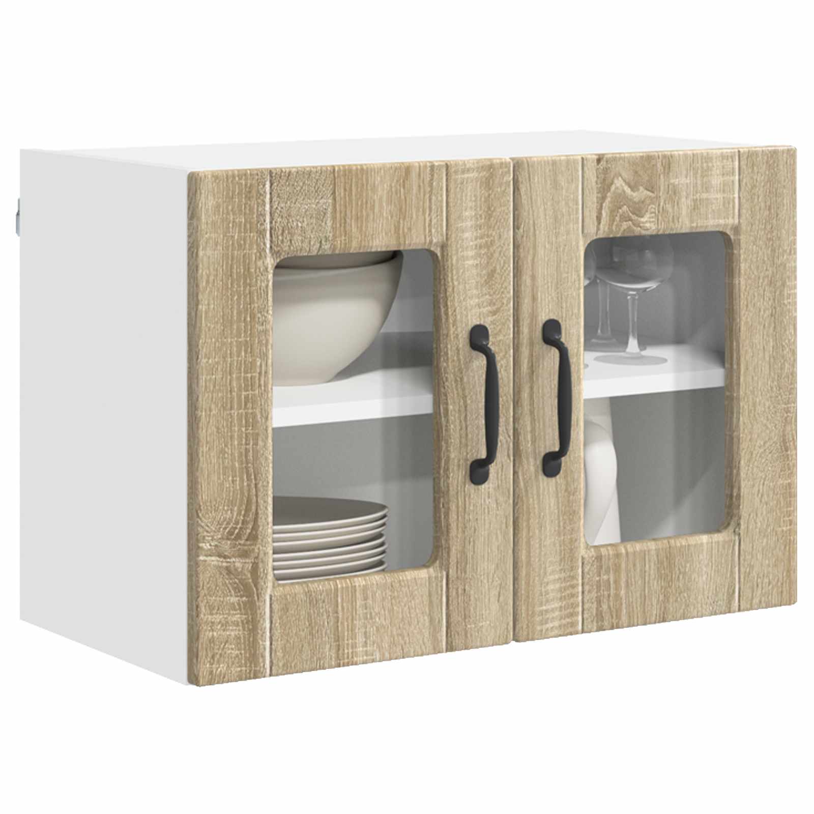 Zidni stakleni ormarić 2 pcs Sonoma hrast 60 x 31 x 40 cm