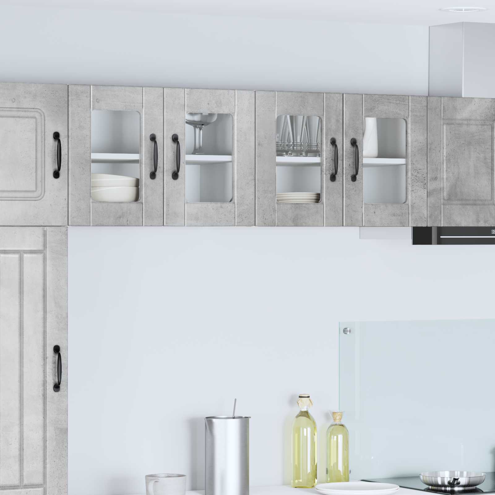 Zidni stakleni ormarić 2 pcs Betonski sivi 60 x 31 x 40 cm