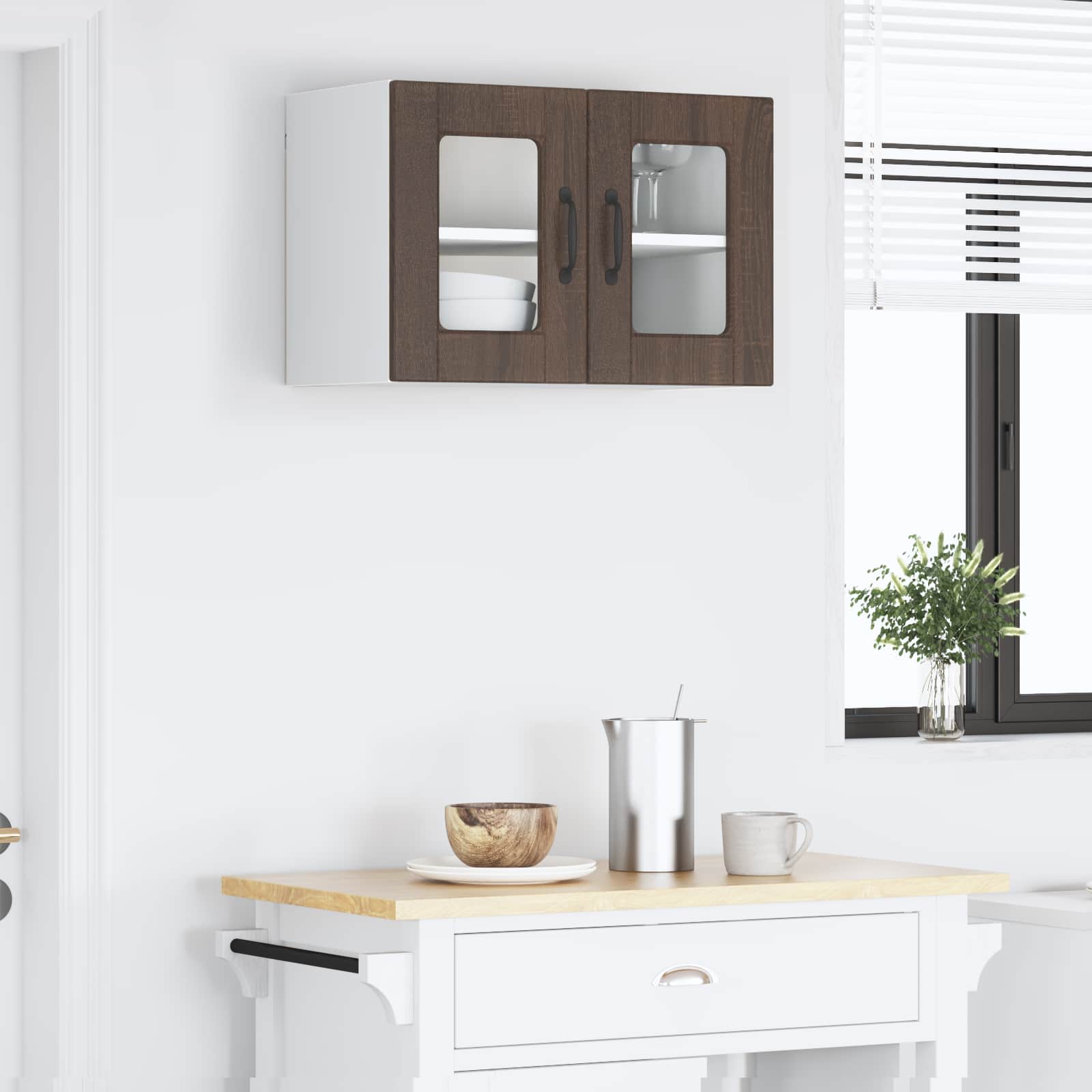Zidni stakleni ormarić Smeđi hrast 60 x 31 x 40 cm