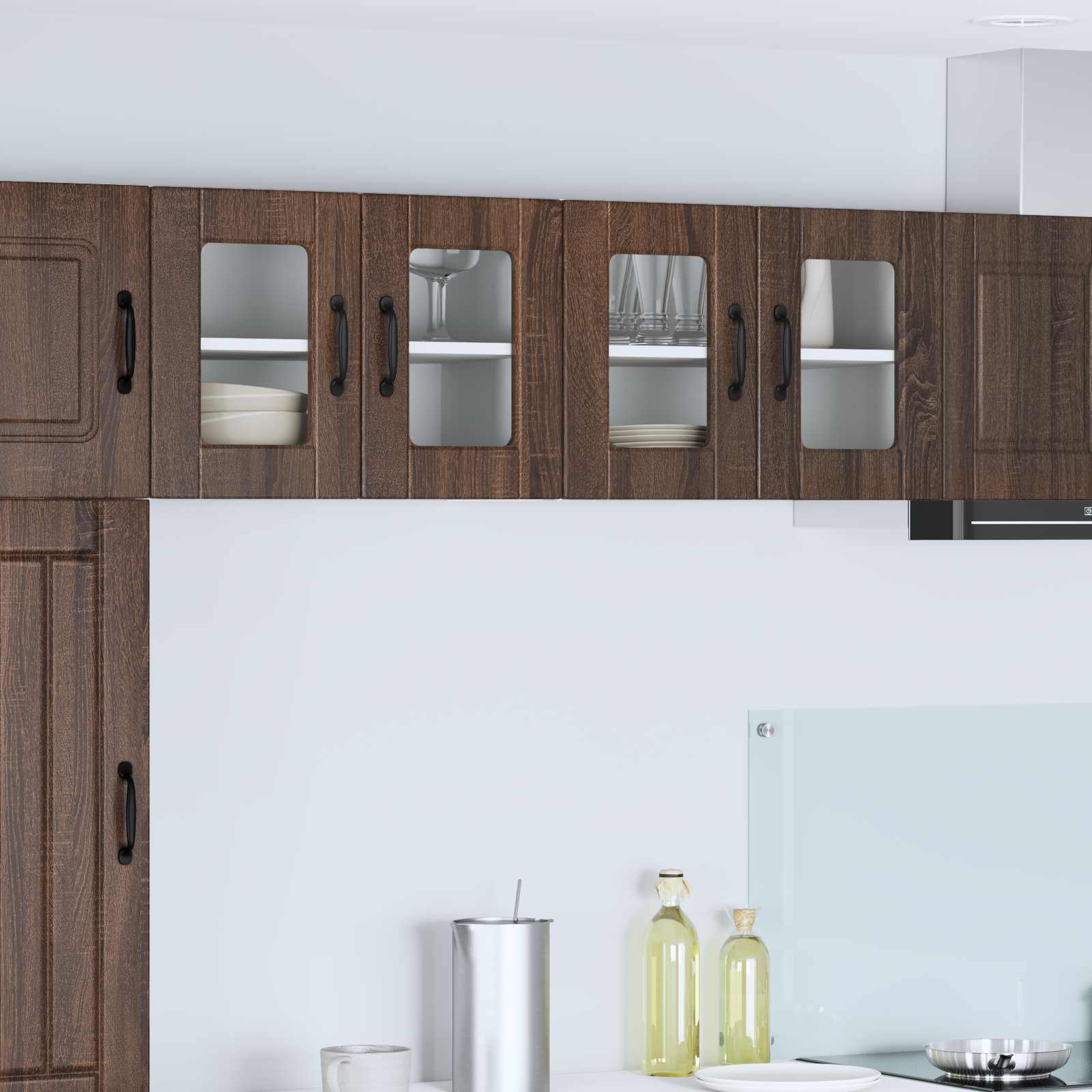 Zidni stakleni ormarić 2 pcs Smeđi hrast 60 x 31 x 40 cm
