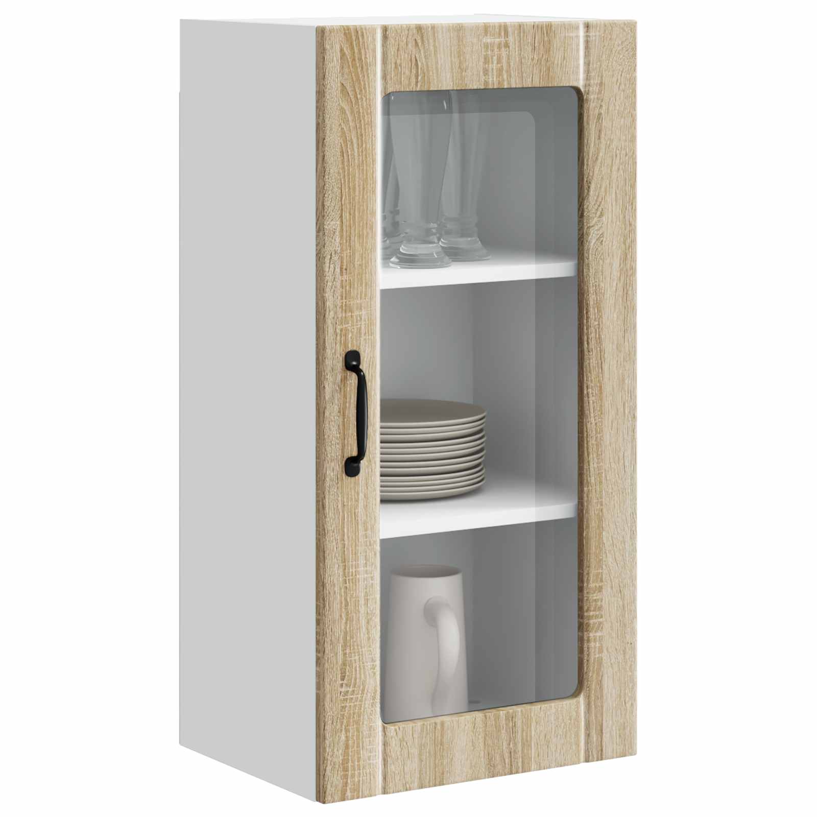 Zidni stakleni ormarić 2 pcs Sonoma hrast 40 x 31 x 80 cm