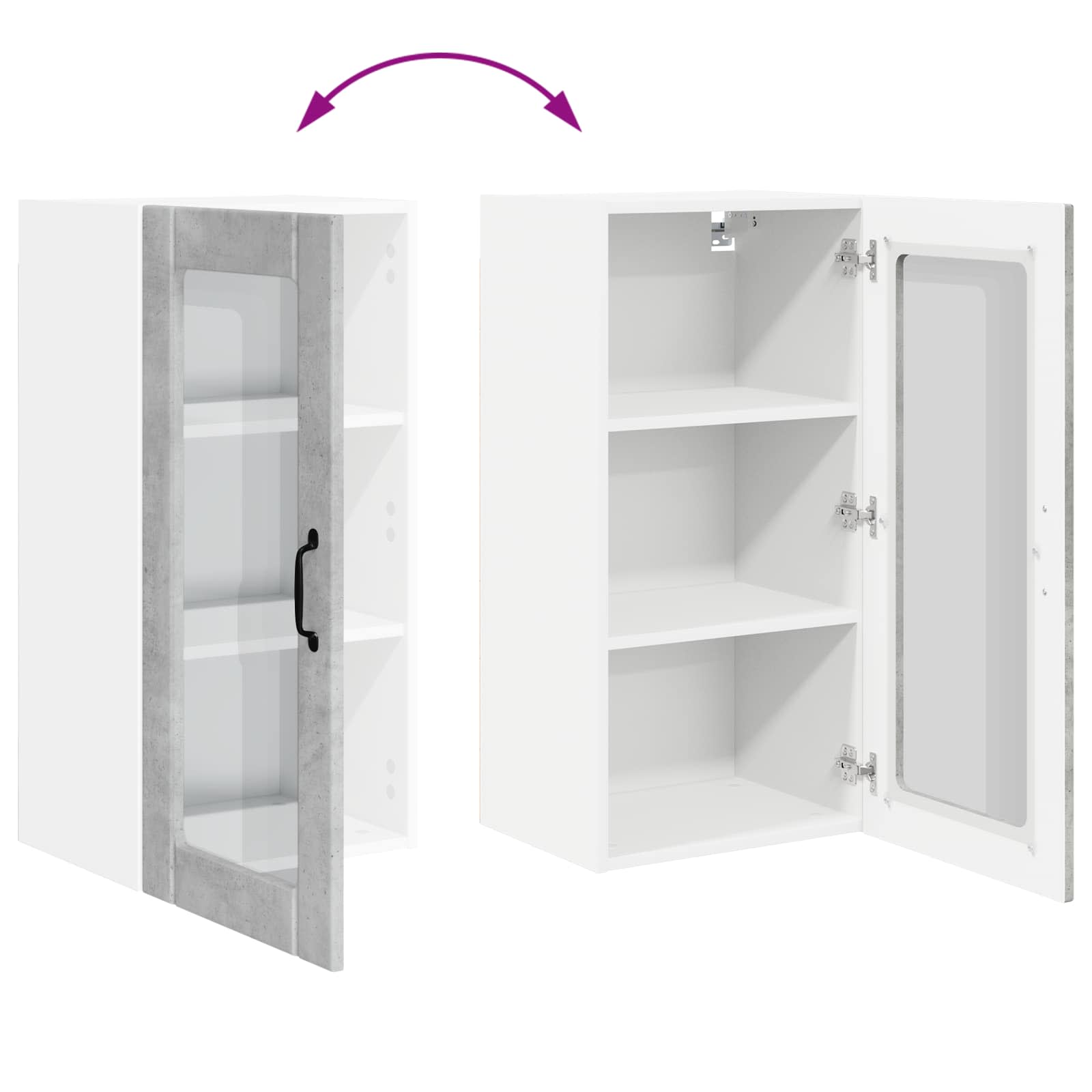 Zidni stakleni ormarić 2 pcs Betonski sivi 40 x 31 x 80 cm