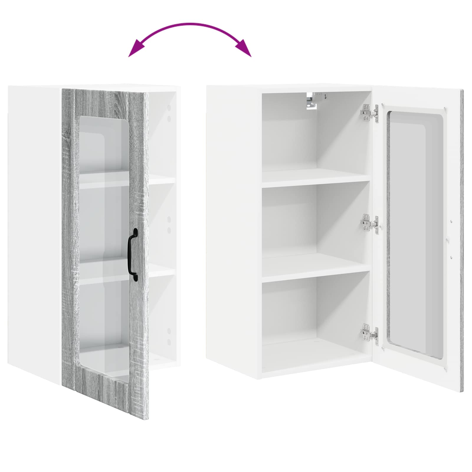 Zidni stakleni ormarić 2 pcs Siva Sonoma 40 x 31 x 80 cm