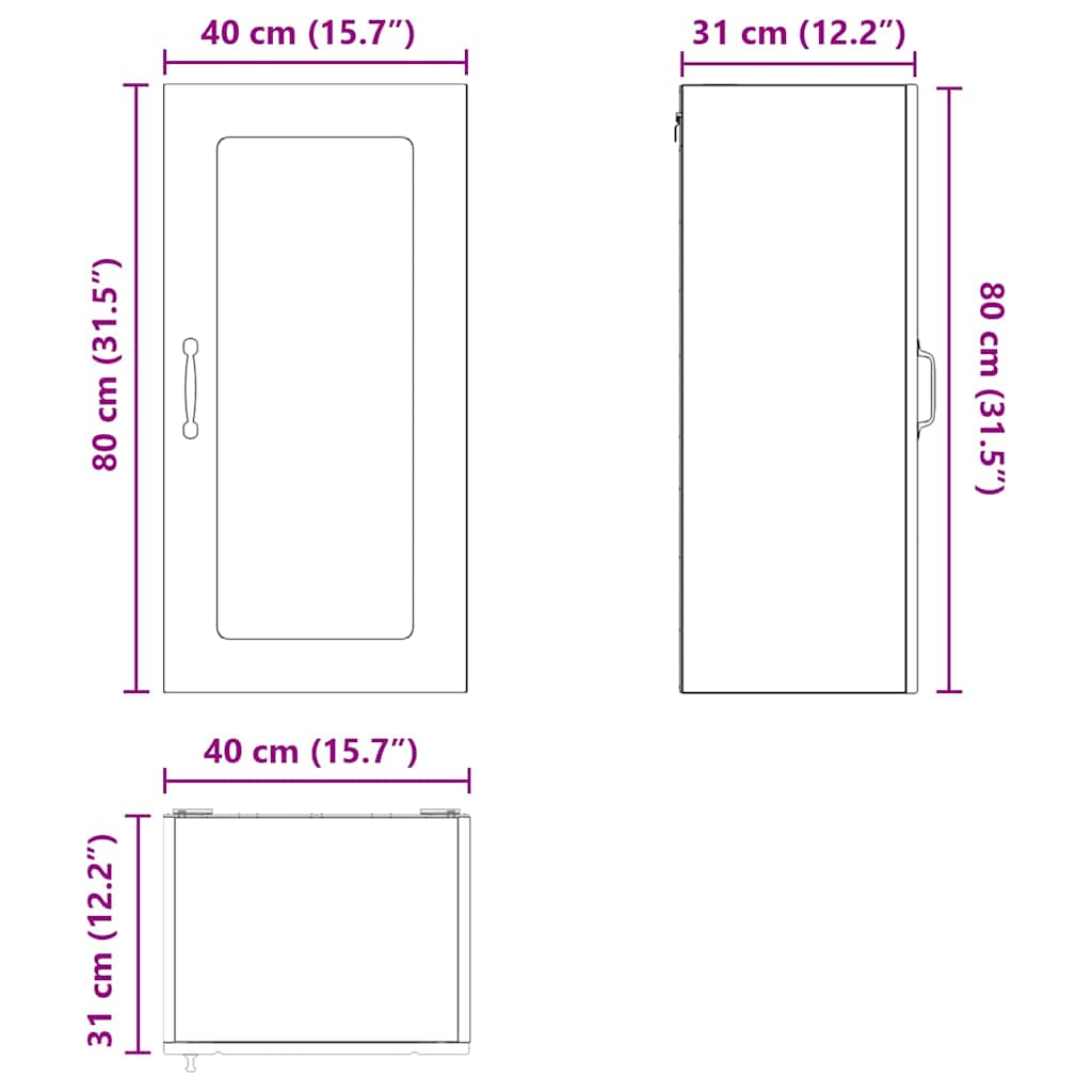 Zidni stakleni ormarić Smeđi hrast 40 x 31 x 80 cm