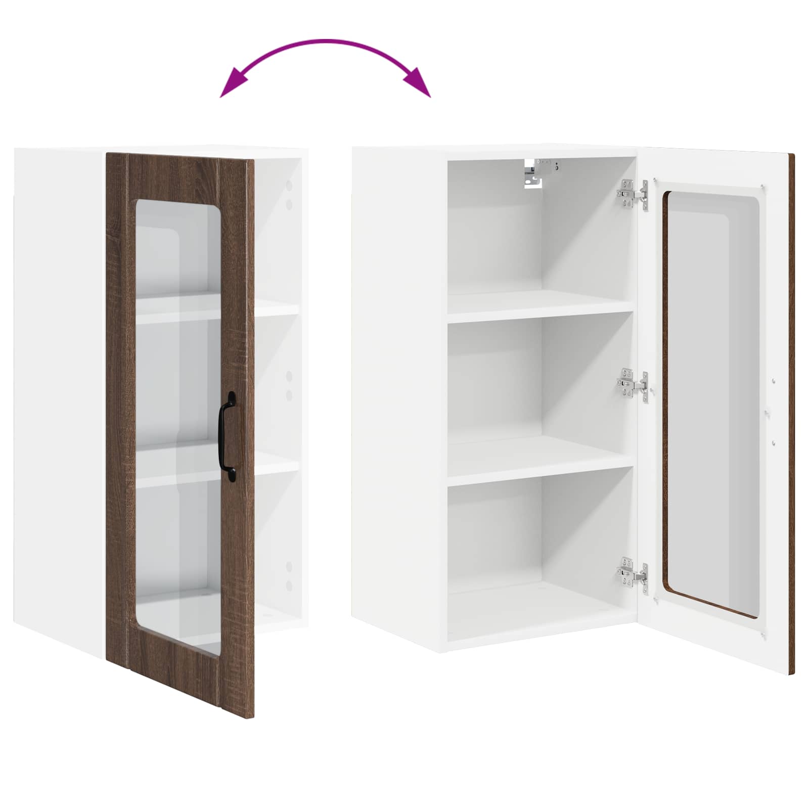 Zidni stakleni ormarić 2 pcs Smeđi hrast 40 x 31 x 80 cm