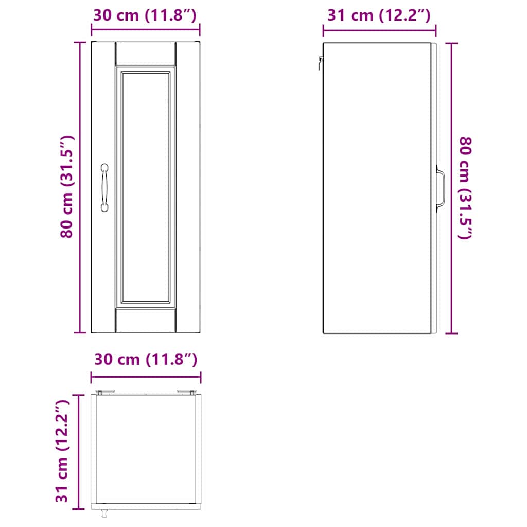 Ormar za Zid Siva Sonoma 30 x 31 x 80 cm Konstruirano drvo
