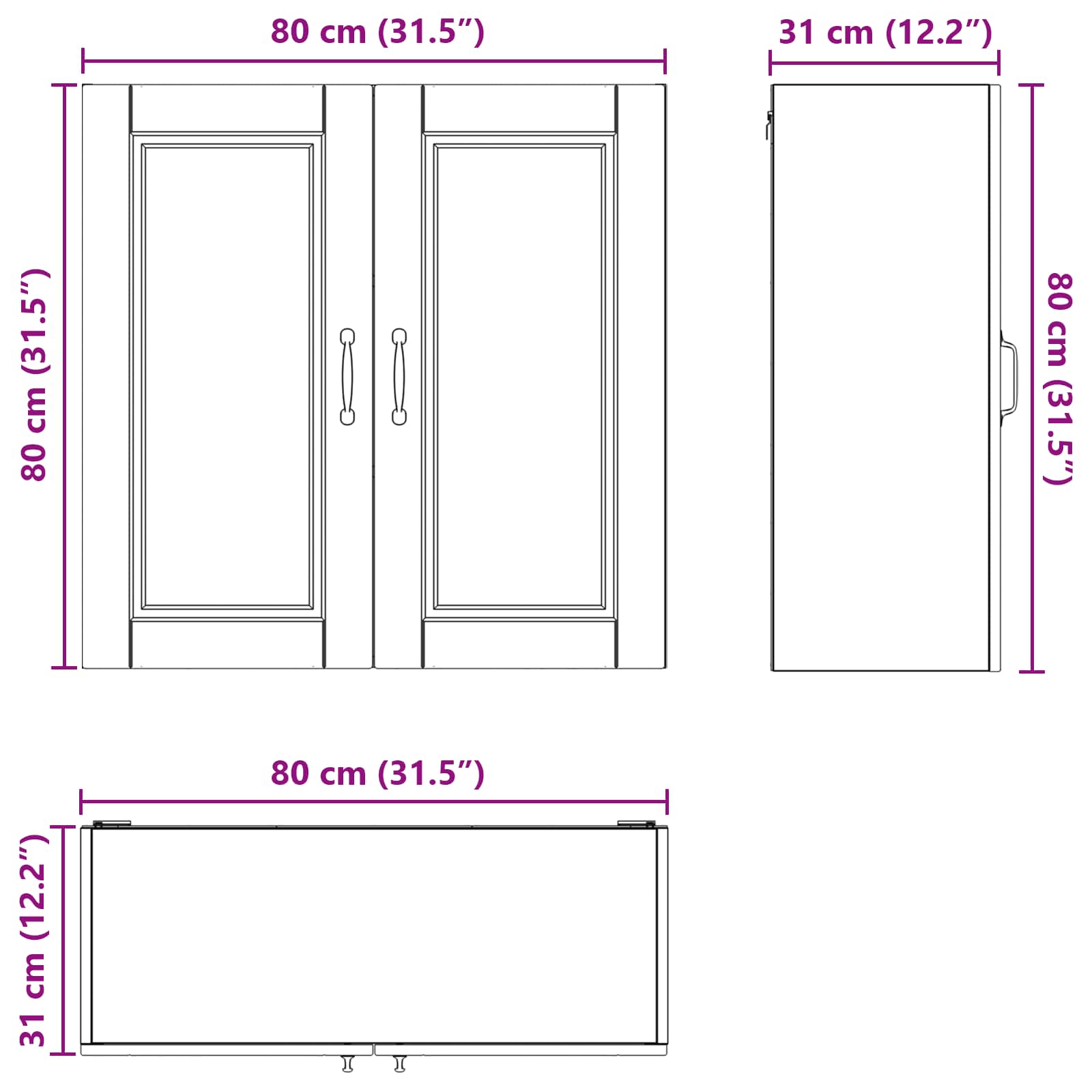 Ormar za Zid Umjetnički hrast 80 x 31 x 80 cm Konstruirano drvo