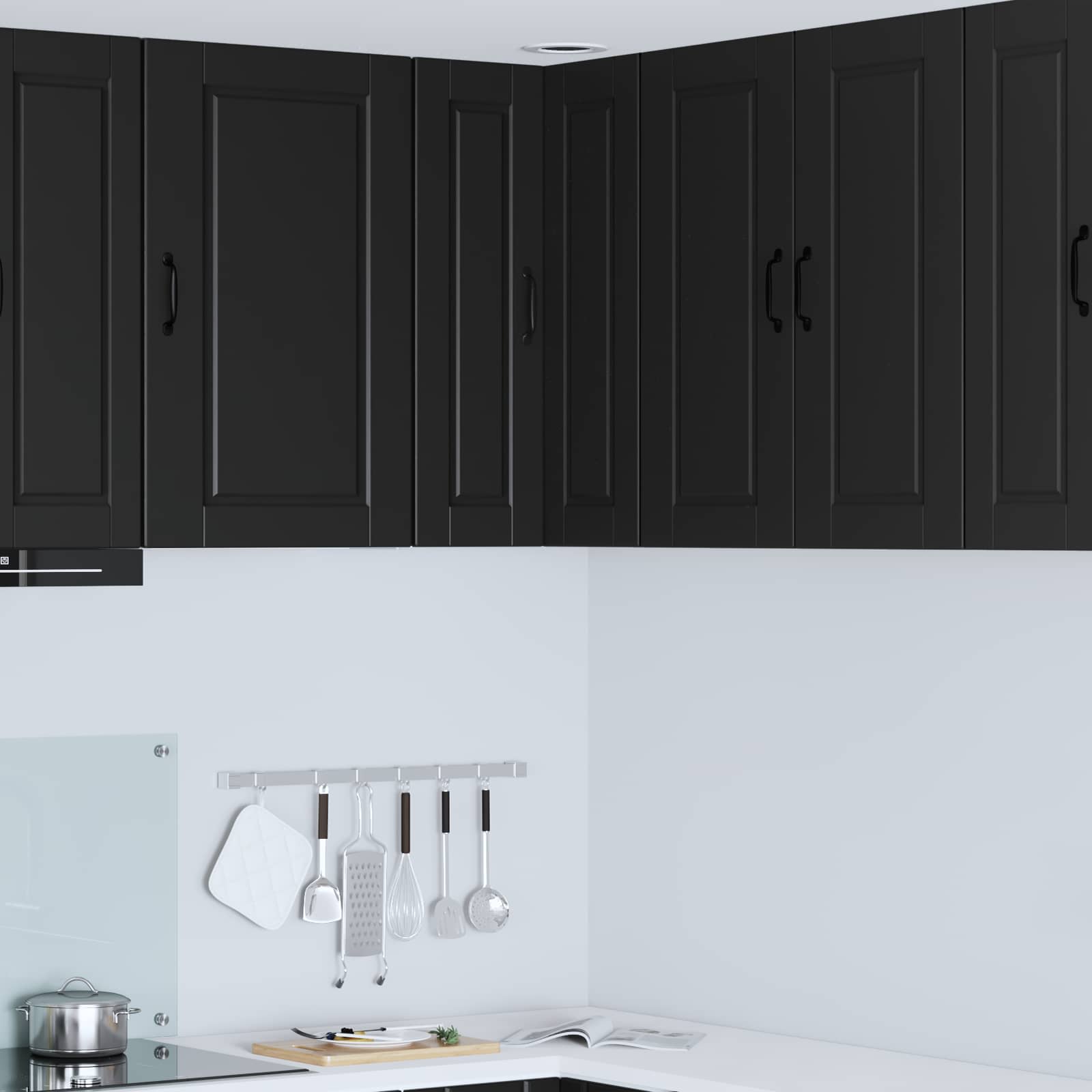 Zidni kutni ormar Crna 57 x 57 x 80 cm Konstruirano drvo