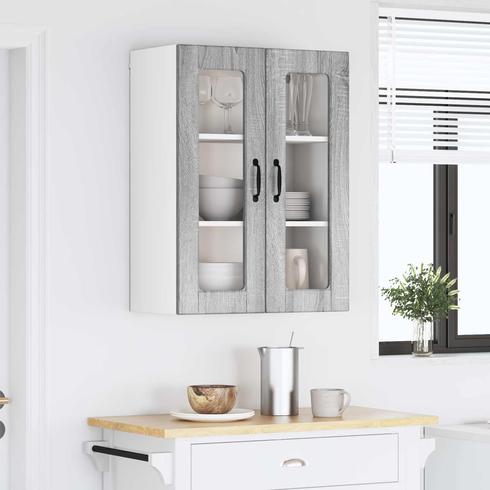Zidni stakleni ormarić Siva Sonoma 60 x 31 x 80 cm