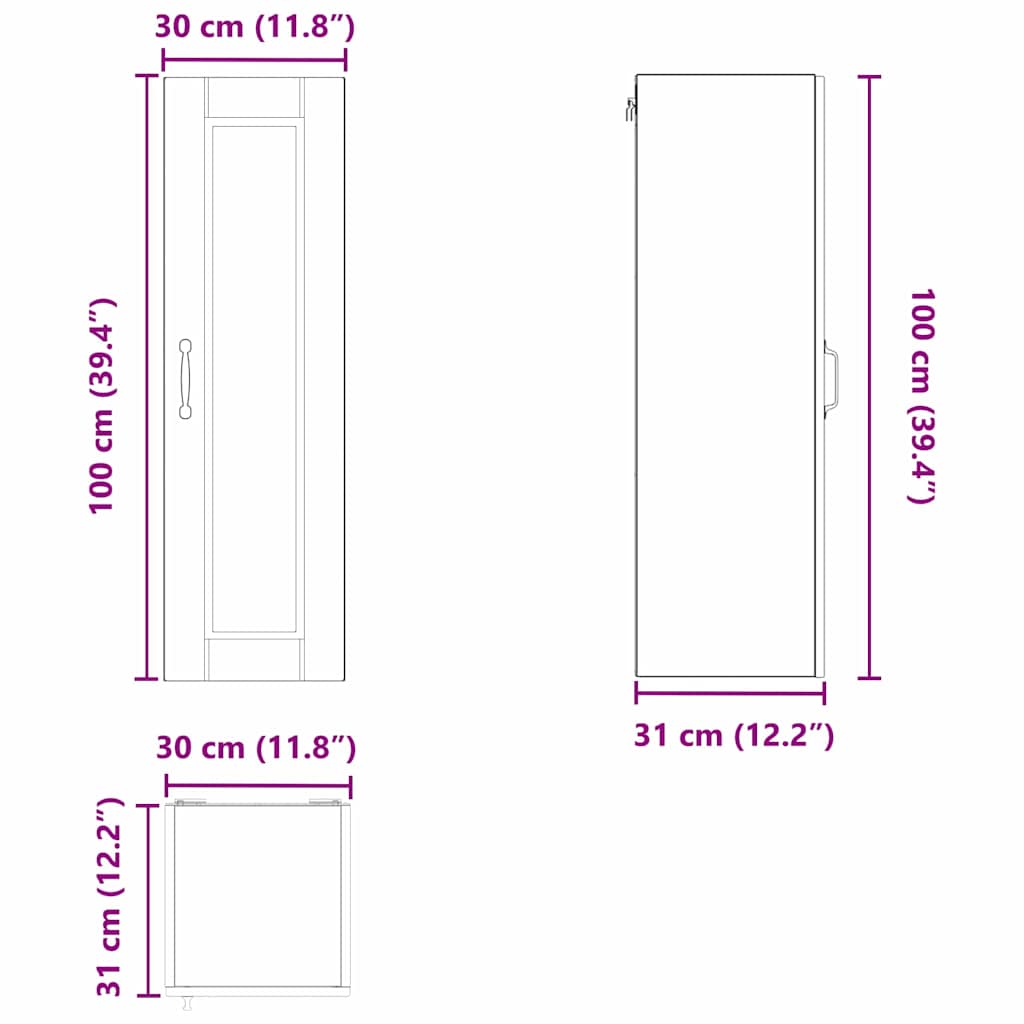 Ormar za Zid Smeđi hrast 30 x 31 x 100 cm Konstruirano drvo