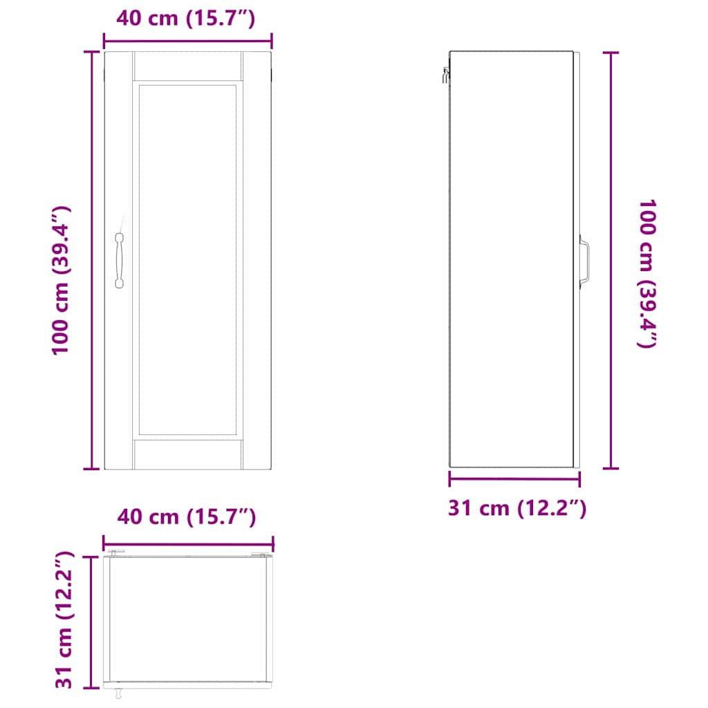 Ormar za Zid Umjetnički hrast 40 x 31 x 100 cm