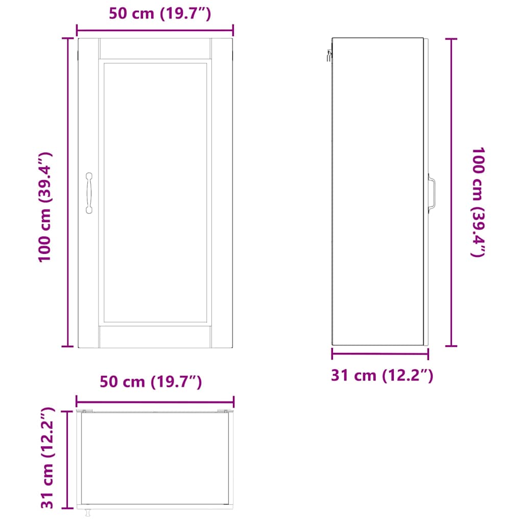 Ormar za Zid Betonski sivi 50 x 31 x 100 cm Konstruirano drvo
