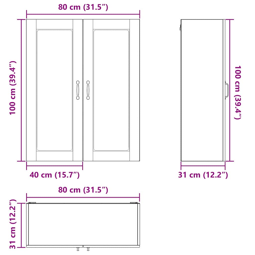 Zidni stakleni ormarić Sonoma hrast 80 x 31 x 100 cm
