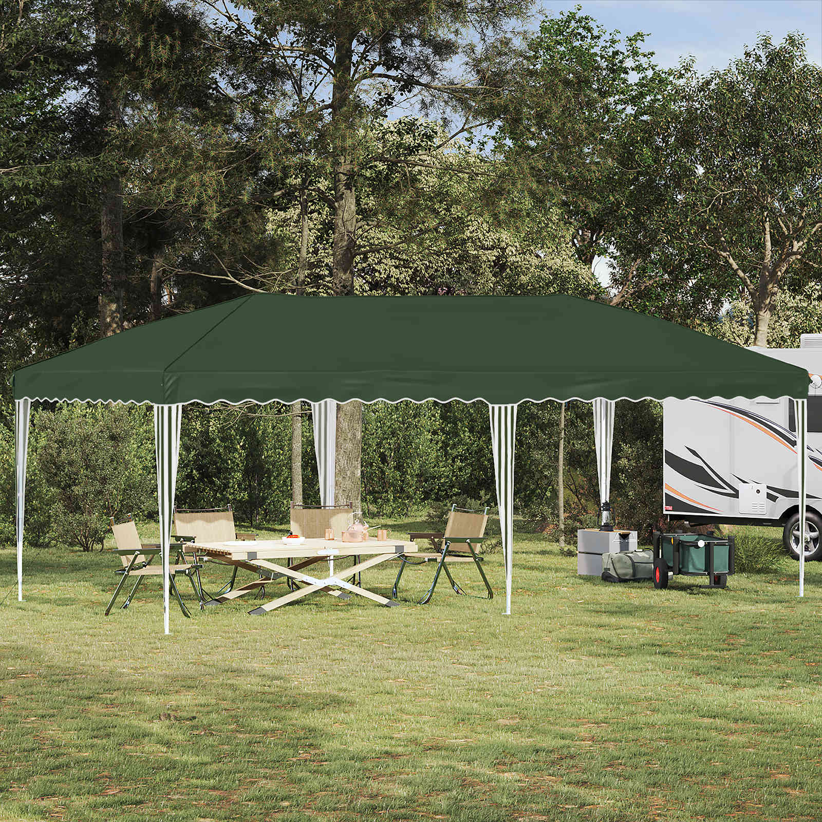 Rastezljivi šator za zabave 575 x 290 x 245 cm Zelena