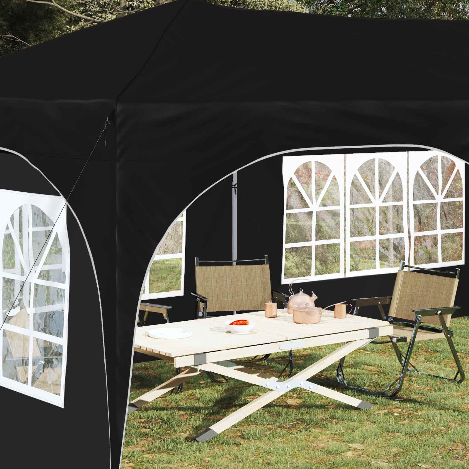 Rastezljivi šator za zabave Crna 575 x 288 x 245 cm