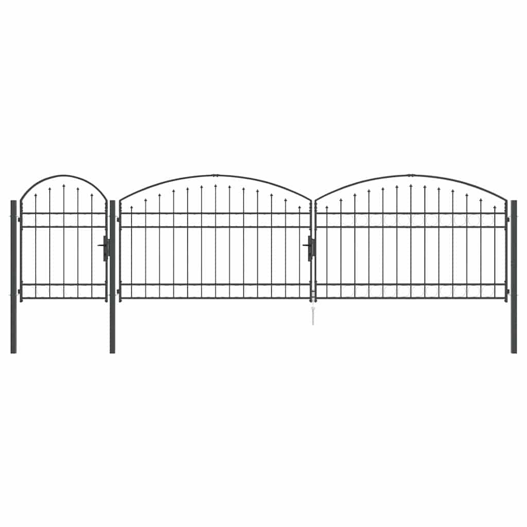 Vrata Ograde za Vrt s Arhivnim Vrh Assen Siva 500 x 75 cm Čelik