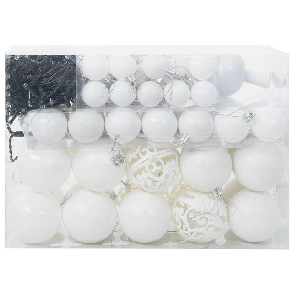 Set Božićnih Ukrasnih Kuglica 61 pcs Bijelo Plastika