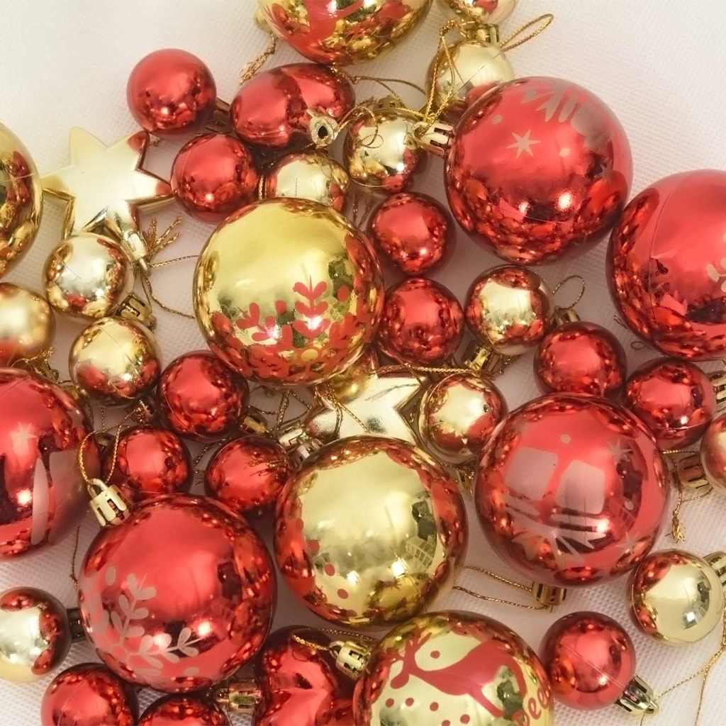 Set Božićnih Ukrasnih Kuglica 40 pcs Zlatna i crvena Plastika