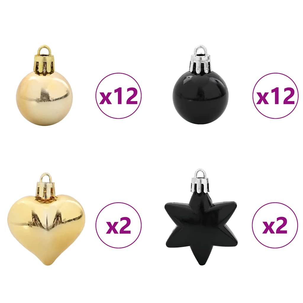 Set Božićnih Ukrasnih Kuglica 40 pcs Crna i zlatna Plastika