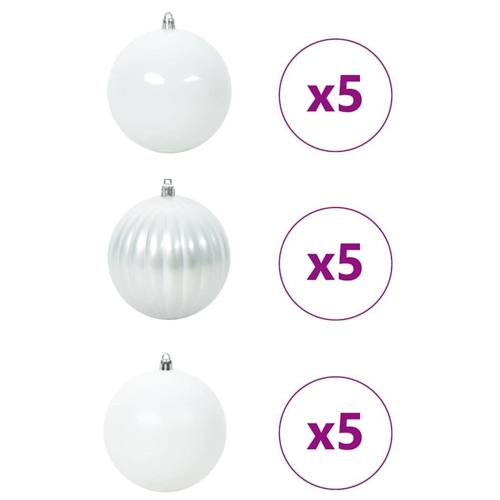 Set božićnih kuglica XL 15 pcs Bijelo Plastika