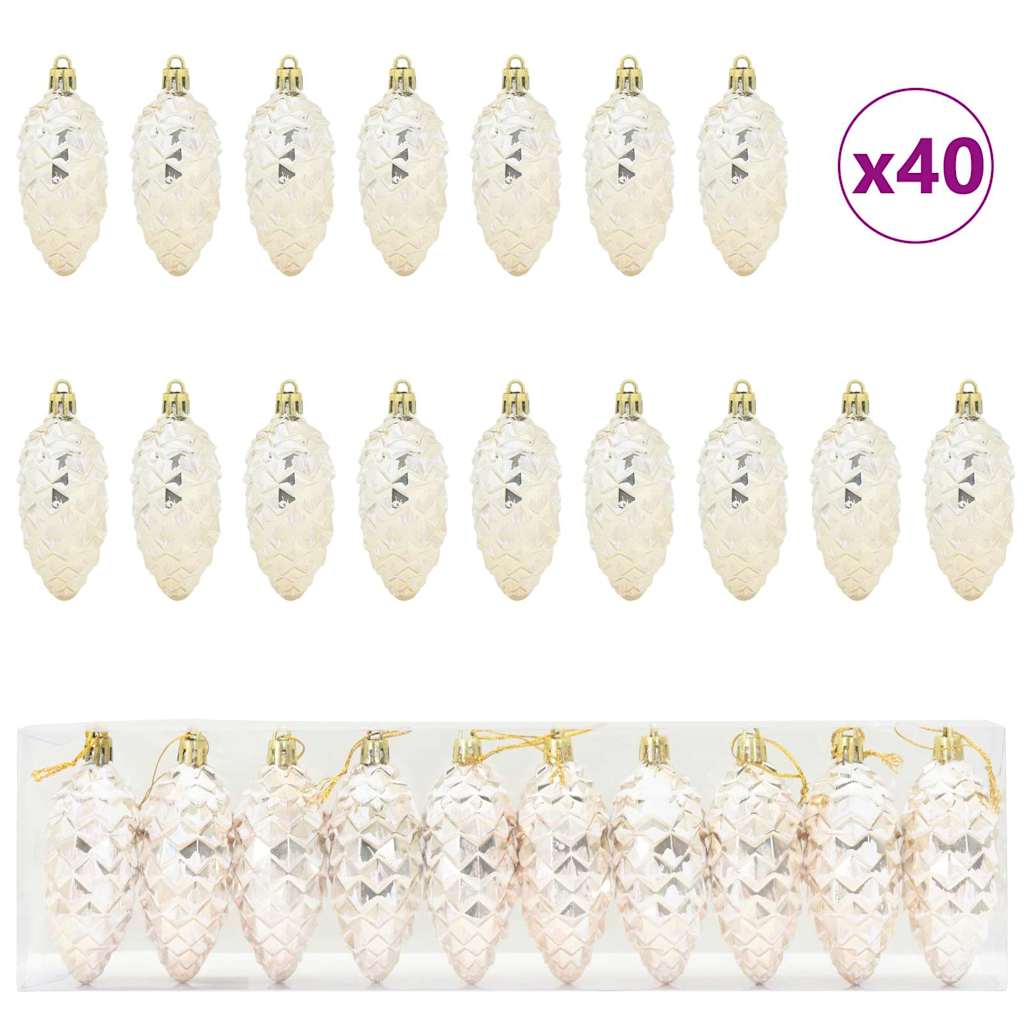 Božićna kuglica s četinicom 40 pcs Šampanjca Plastika