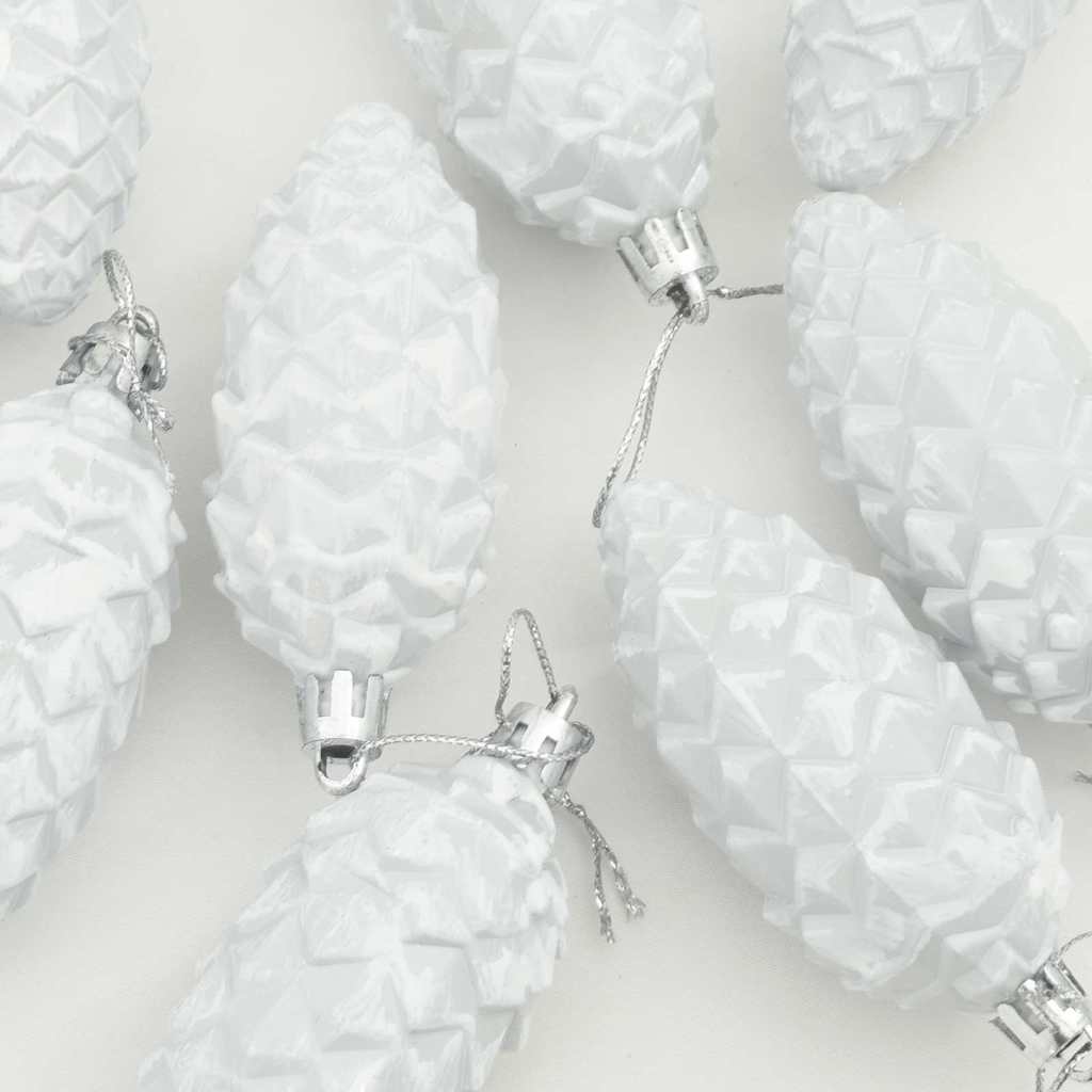 Božićna kuglica s četinicom 40 pcs Bijelo Plastika
