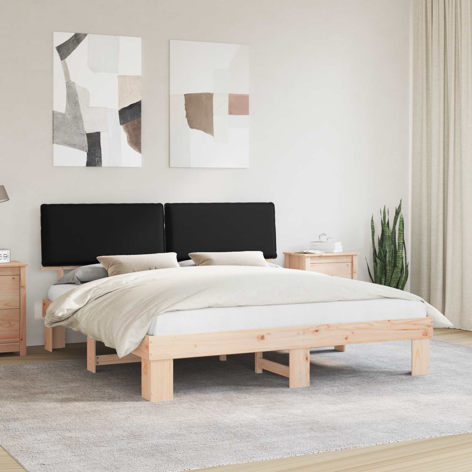 Krevetni okvir s tapiciranim uzglavljem Crna 180 x 200 cm