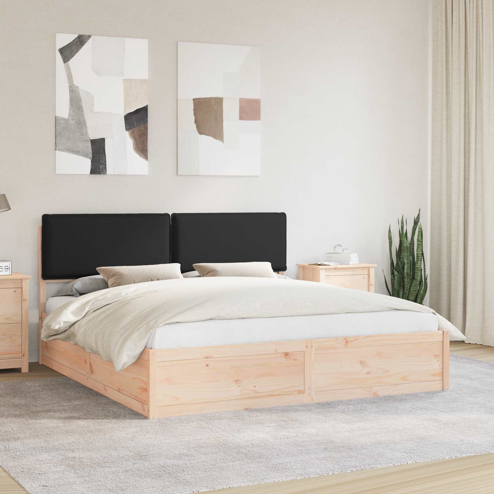 Krevetni okvir s tapiciranim uzglavljem Crna 200 x 200 cm