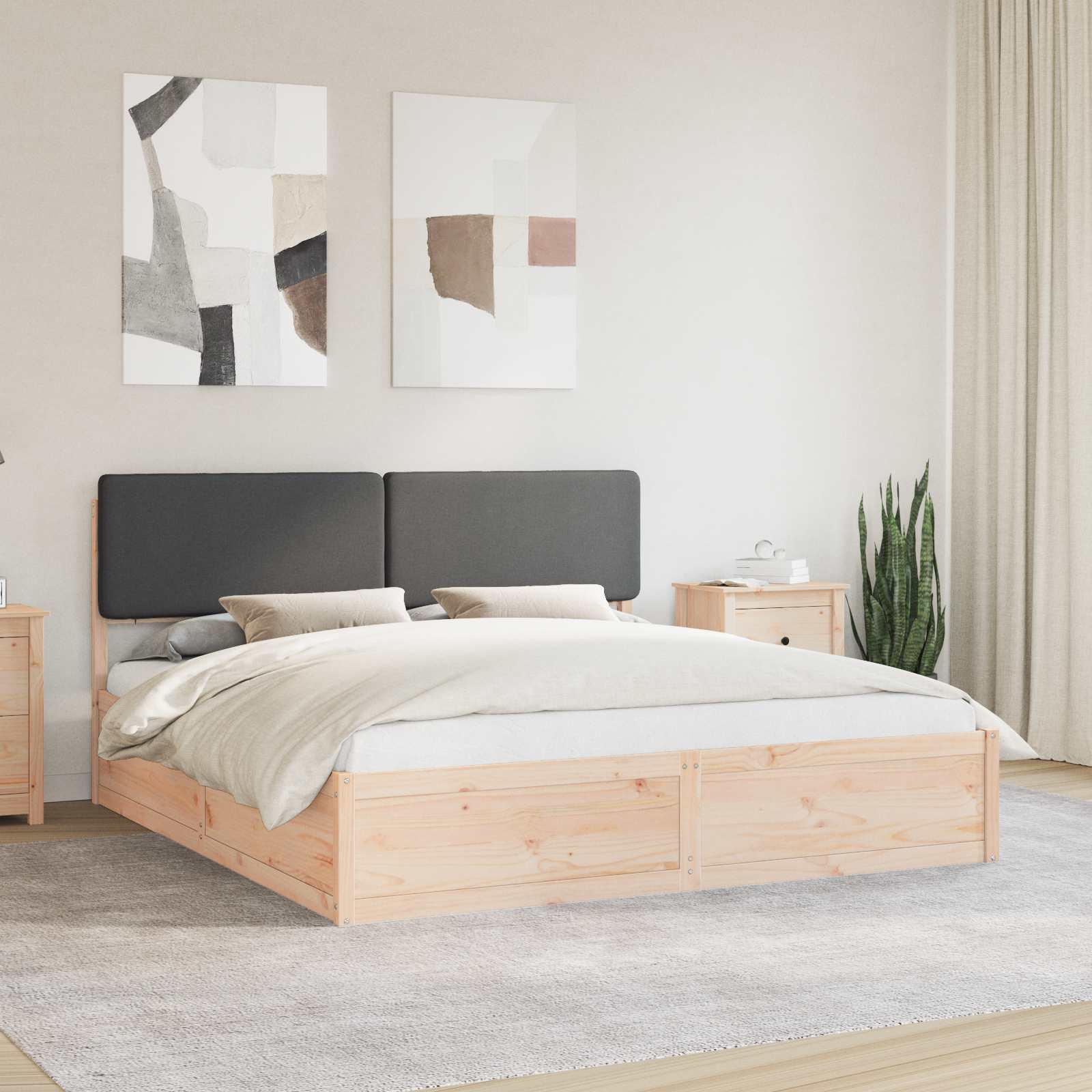 Krevetni okvir s tapiciranim uzglavljem Tamno siva 180 x 200 cm