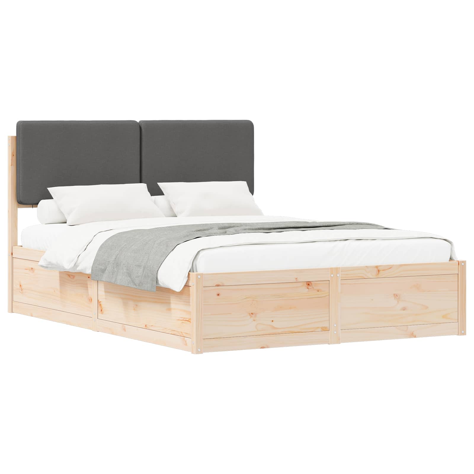 Krevetni okvir s tapiciranim uzglavljem Tamno siva 140 x 200 cm