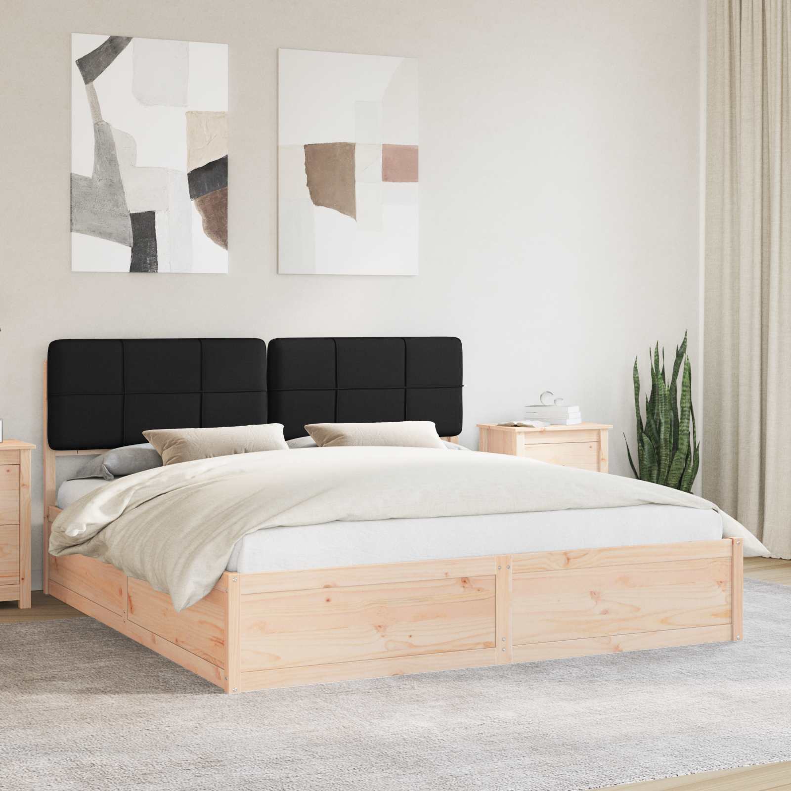Krevetni okvir s tapiciranim uzglavljem Crna 200 x 200 cm