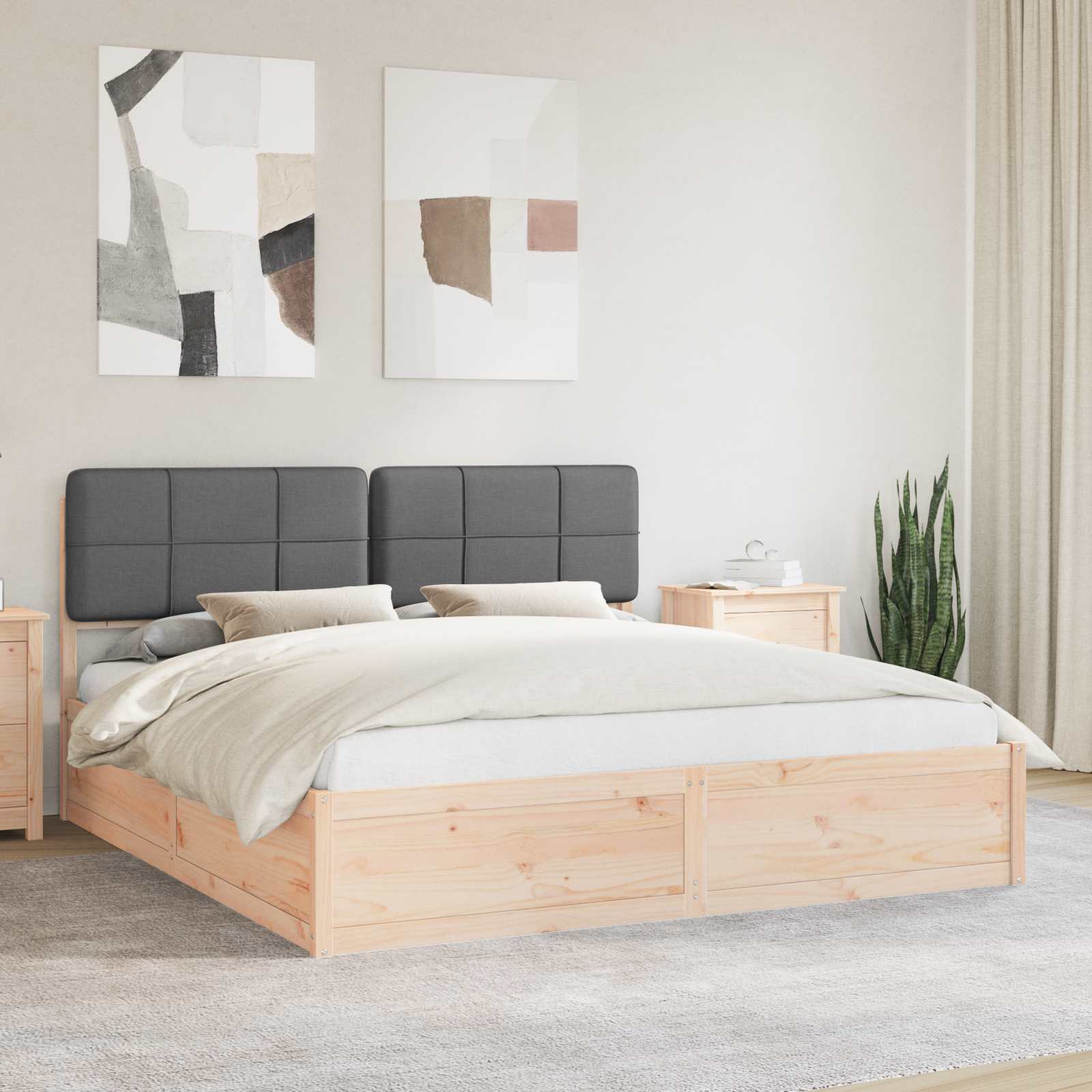 Krevetni okvir s tapiciranim uzglavljem Tamno siva 180 x 200 cm