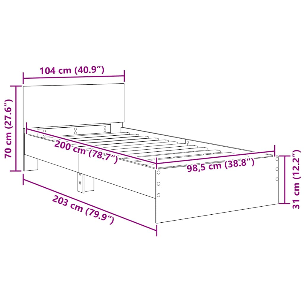 Krevetna konstrukcija Staro drvo 100 x 200 cm Konstruirano drvo