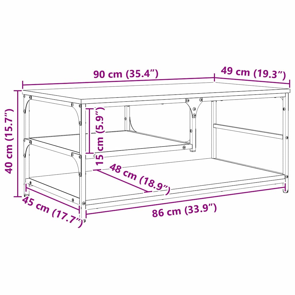 Kava Stol Staro drvo 90 x 49 x 40 cm Konstruirano drvo