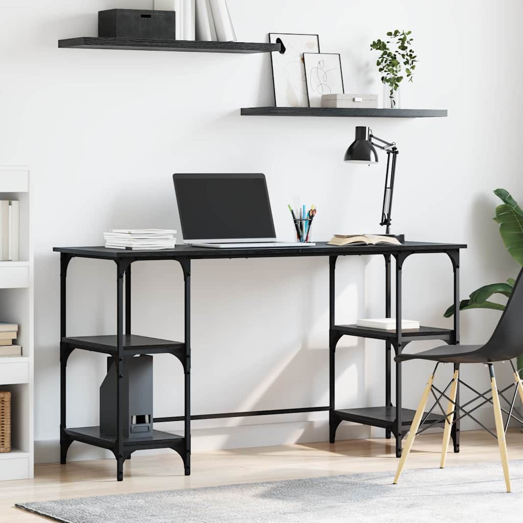 Stol s policom Crni hrast 140 x 50 x 75 cm Konstruirano drvo