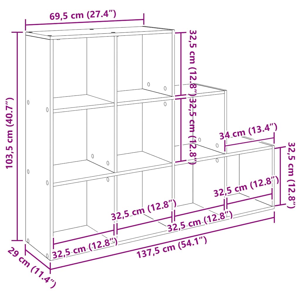 Prekidač za sobu Knjiga Crni hrast 137,5 x 29 x 103,5 cm